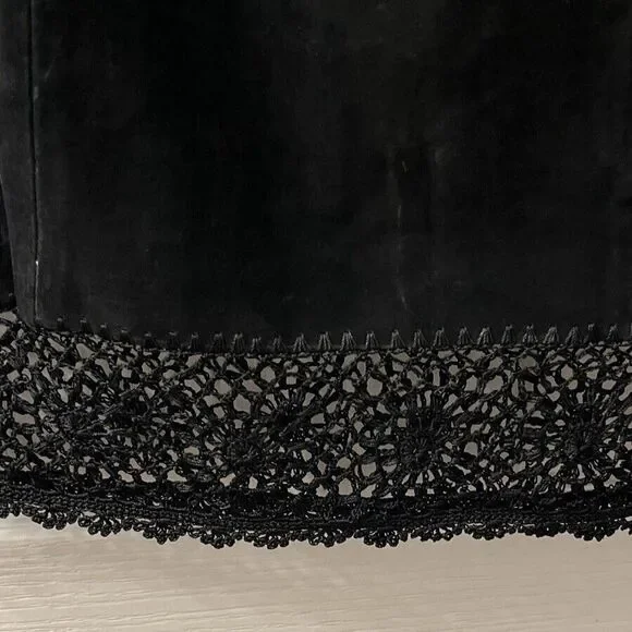Carole Little Skirt 10 Suede Black Floral Crochet Vintage Spider Web Witchy Goth - Picture 2 of 8
